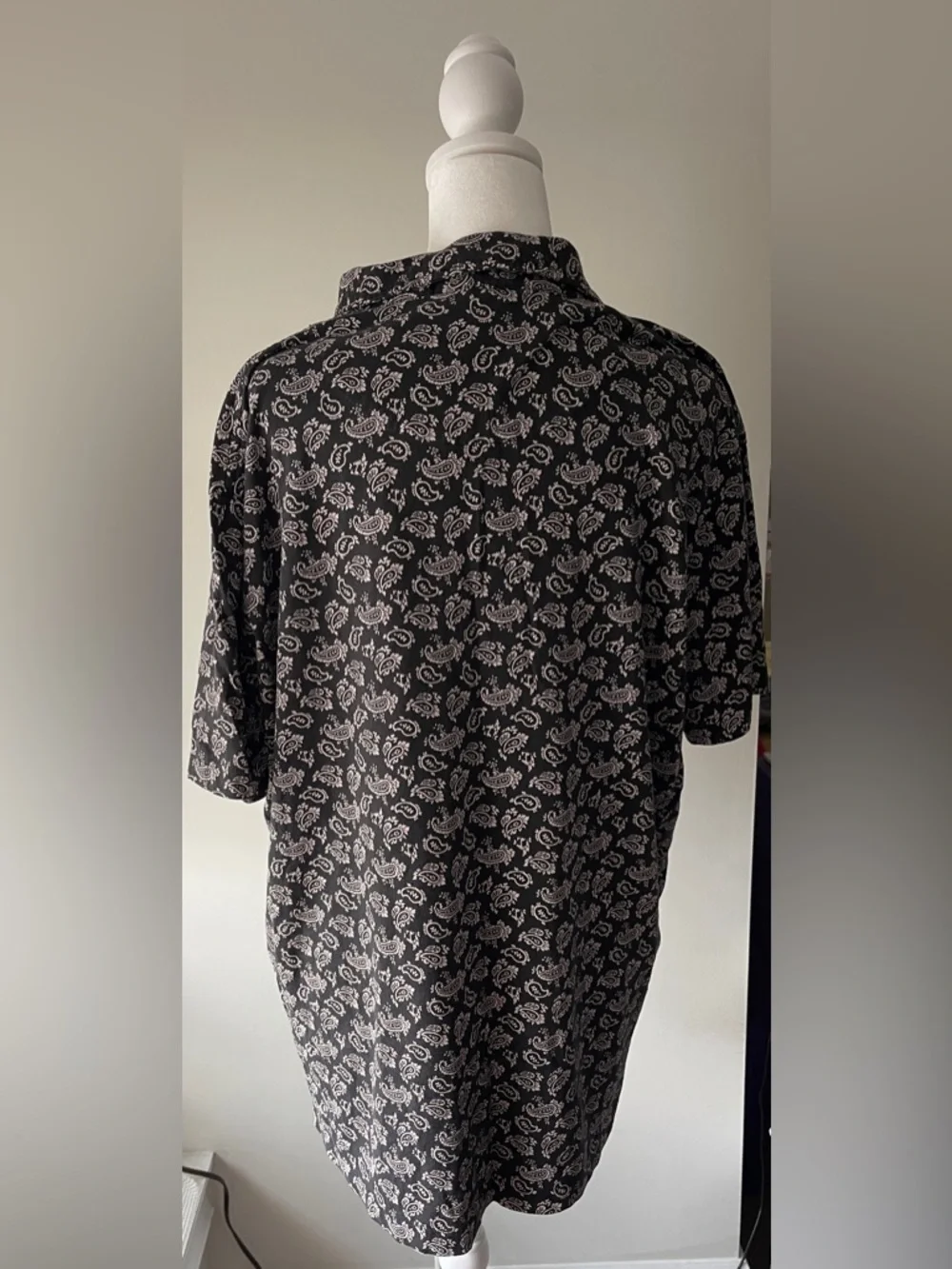 Vintage Polo Golf Black Polo with White Paisley Print